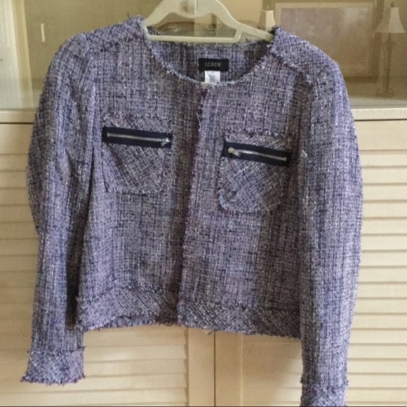 Jcrew size 10 purple tweed jacket - Picture 1 of 4